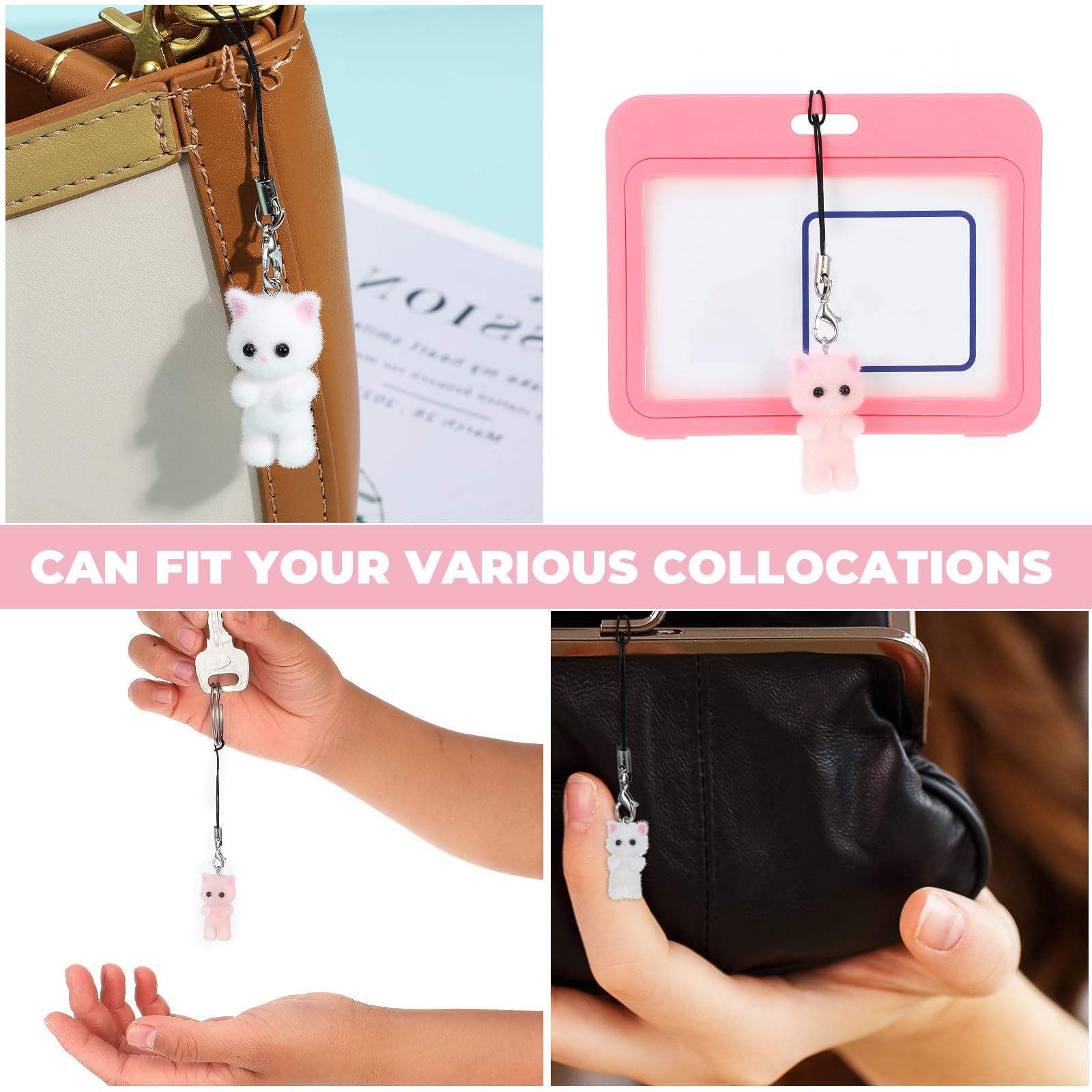 Mabor Lot 3 lanières portable Chat Y2K Pendentif universel Coque porte-clés