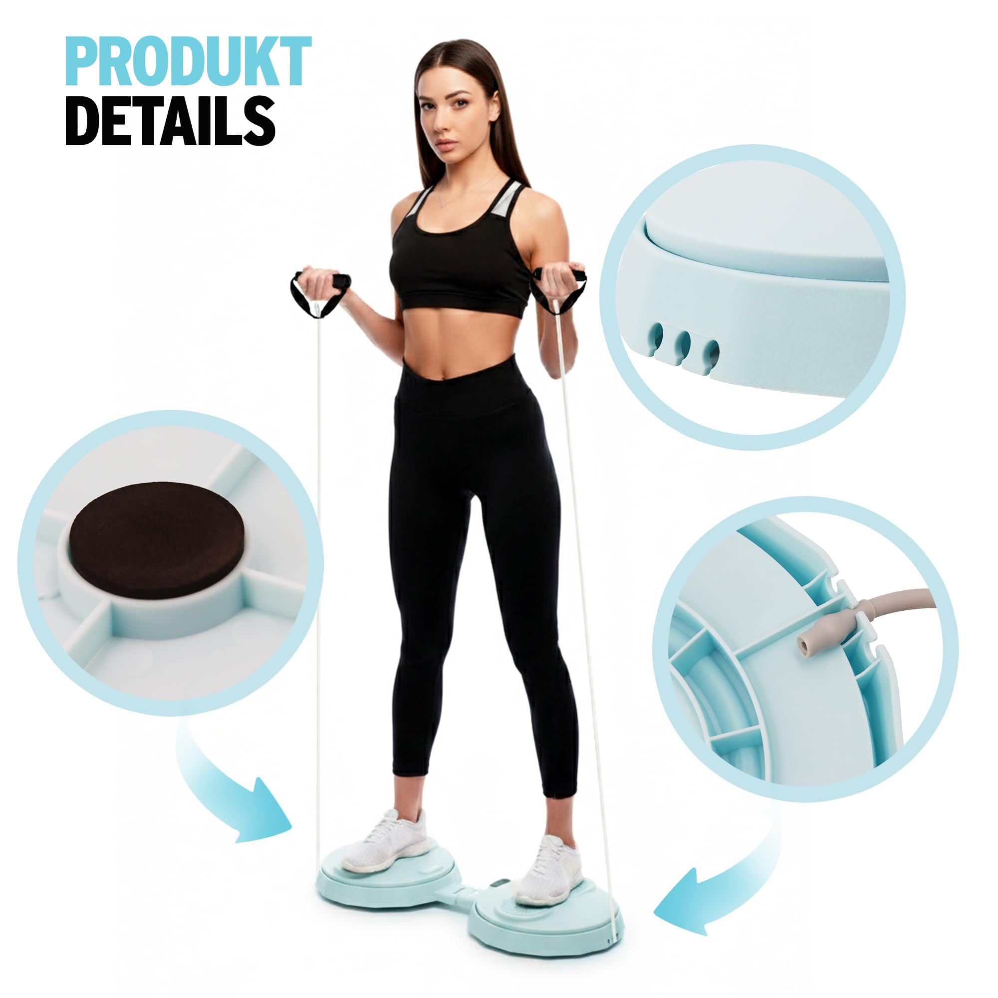 TENBOOM Zusammenklappbar Twist Waist Disc Board With Drawstring 120KG Load Capacity, Power twist Devices for Abdominal Muscle Training, Indoor Fitness Equitment für Erwachsene and Junger