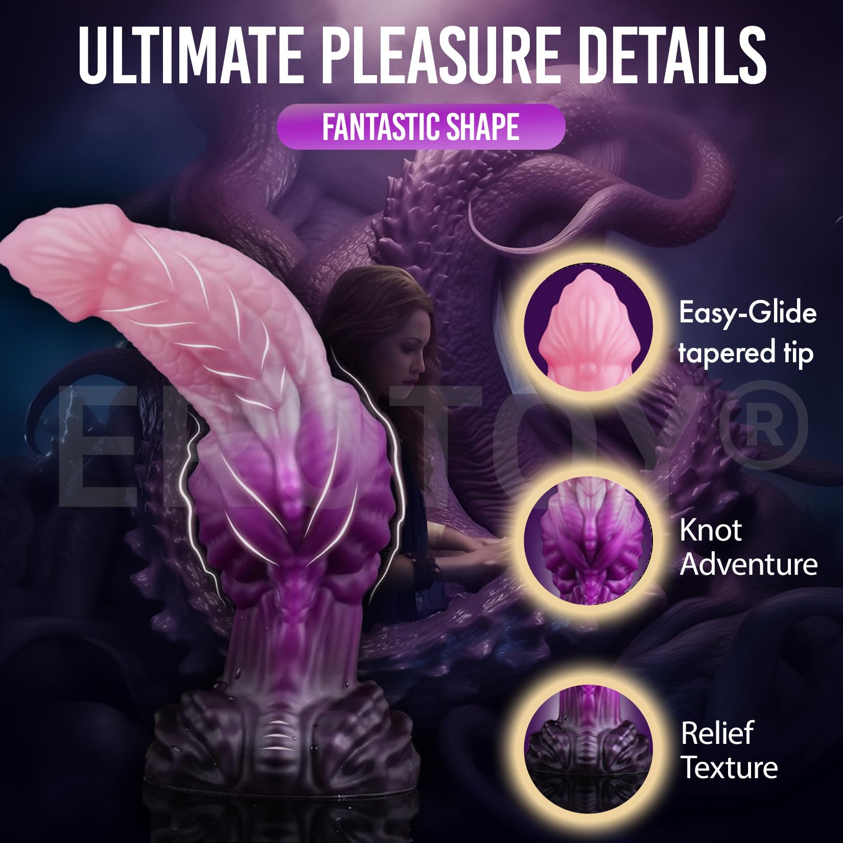 9" Thick Fantasy Monster Dildo with Knot U & G-spot Dragon Dildo with Suction Cup, Long Anal Plug Adult Sex Toys & Games for Women Men Couples (): Drakopod