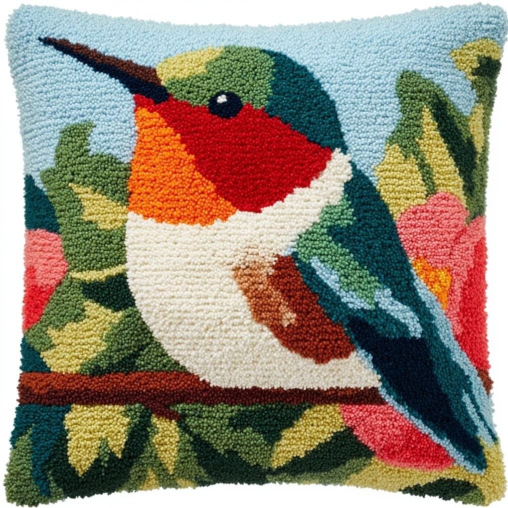 AxiangziK Latch Hook Cushion Kits,Hummingbirds