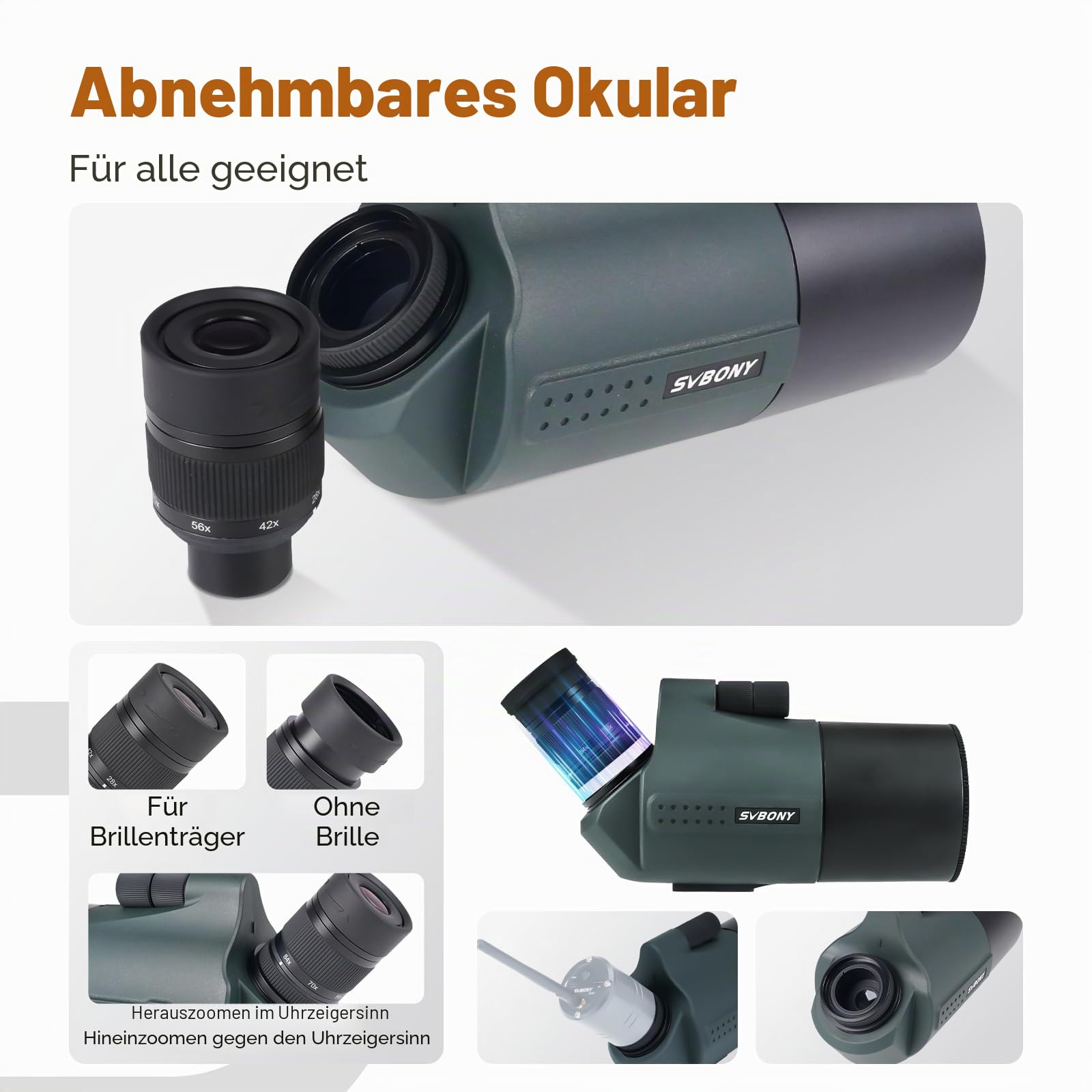 SVBONY SV41Pro 80 mm Mak Spektiv, 28-84-fach Zoom-Okular, 1,8 kg, Spektiv für Vogelbeobachtung und Astronomie