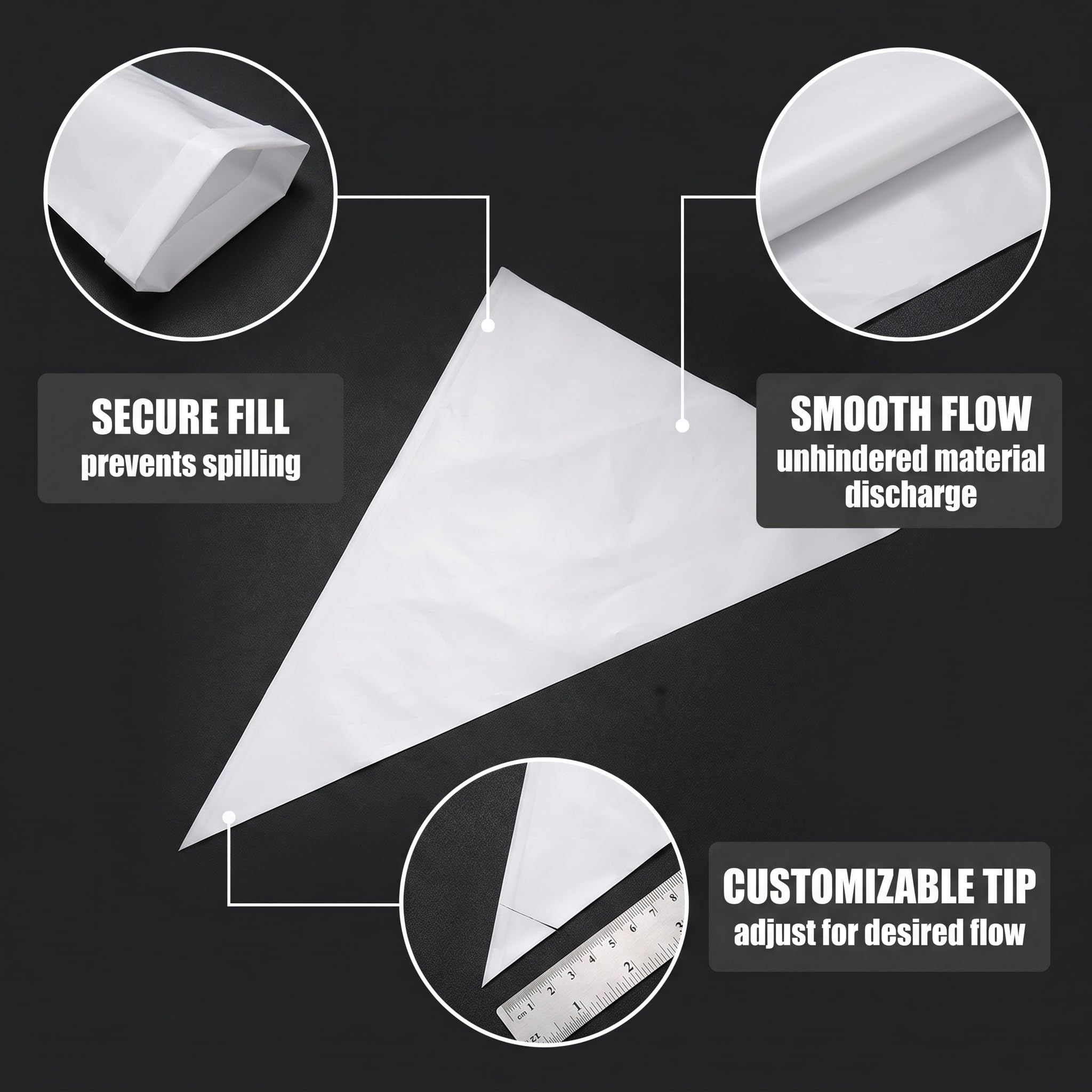 20 Pezzi Sacca per Giunture in HDPE resistente, impermeabile e sigillata per malta e cemento, protegge le mani, colore bianco, misura triangolare 285 x 450 x 530 mm