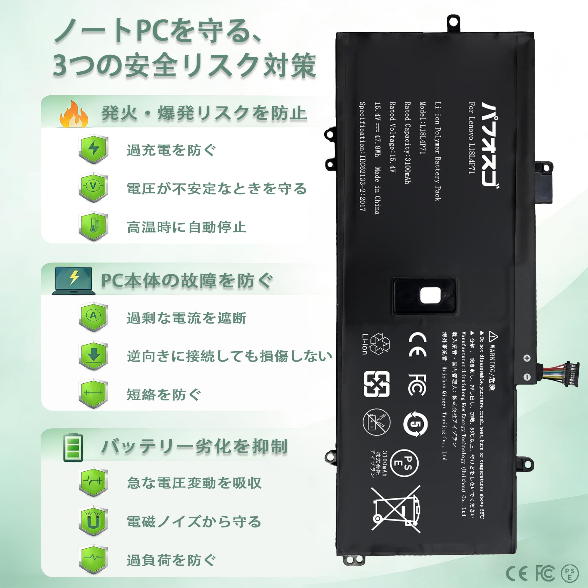 Amazon.co.jp: パフォスゴ for Lenovo L18L4P71バッテリー 交換