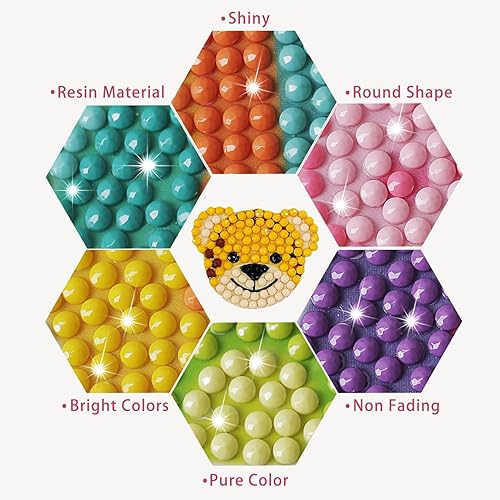 Miniatura 7 de Sinceroduct Juego de 64 calcomanías de pintura de diamantes 5D para niños y adultos principiantes, pintura con forma marcada con diamantes por