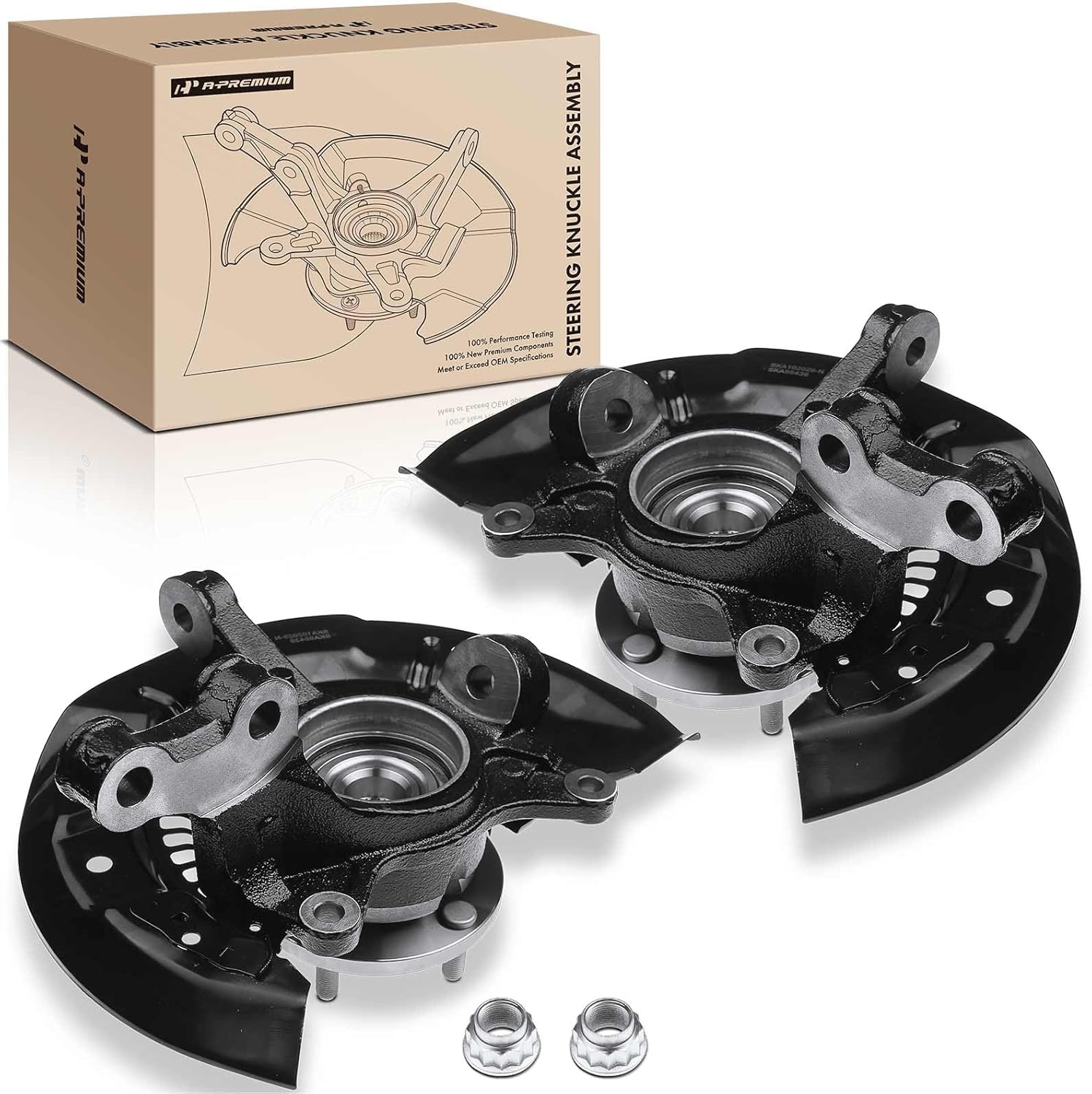 A-Premium 2x Front Left and Right Steering Knuckle & Wheel Bearing Hub Assembly Compatible with Toyota Sienna 2011-2013 (2.7L & FWD Only), Sienna 2011-2017 (3.5L & AWD Only), Driver and Passenger Side
