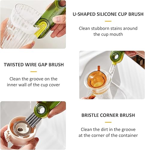 Miniatura 5 de 3 piezas 3 en 1 cepillo limpiador multiusos para botellas cepillo para botellas cepillo para botellas limpieza de grietas herramientas para limpiar