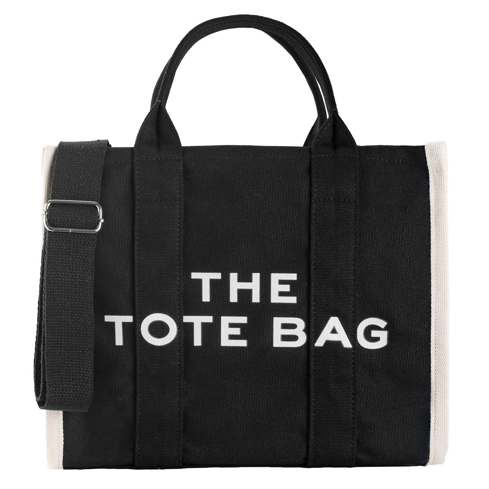 The Tote Bag for Women, Canvas/Leather Tote Bag with Zipper Sturdy Tote Purse Crossbody Hand Bag for School, Travel