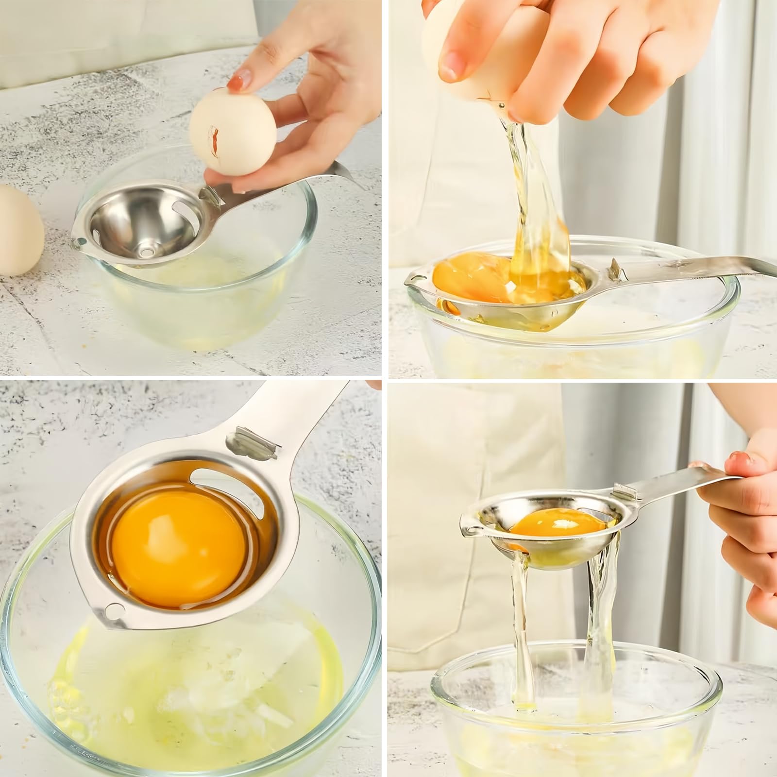 Separador de Yemas de Huevo Acero Inoxidable 304 - Egg Yolk Separator Stainless Steel, Alimenticio Divisor de Huevo Extractor de Clara Huevos Herramienta de Cocina Versátil y Duradera