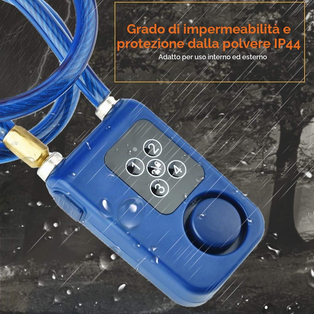Lucchetto a chiave Bluetooth intelligente senza chiave con allarme 110db con serratura a catena antifurto impermeabile IP44 per moto/cancello/cancelli/biciclette