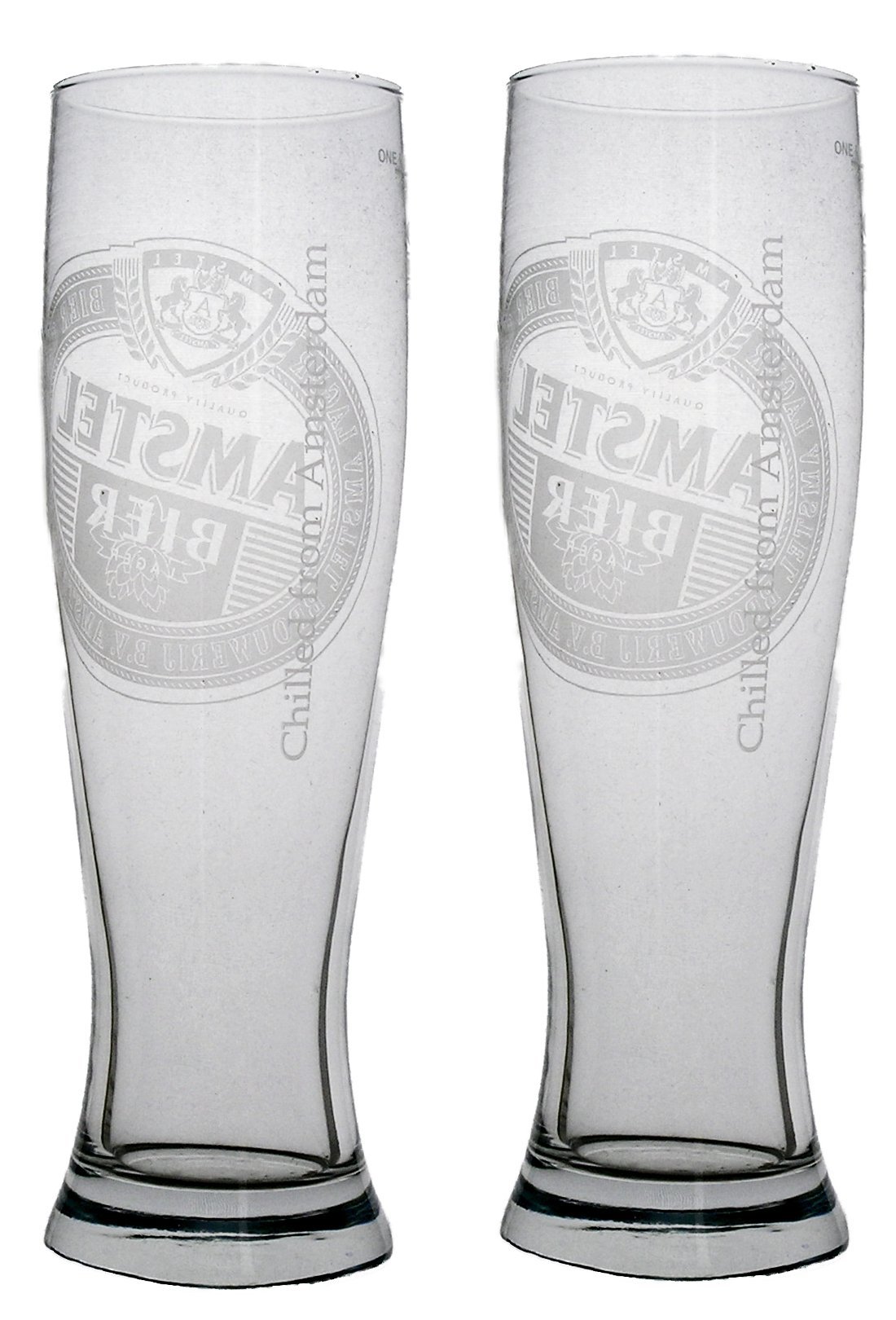 2 X Original Amstel Pint Glass Ce Marked 568 Mililitre / 20 Ounce (2 Glasses)