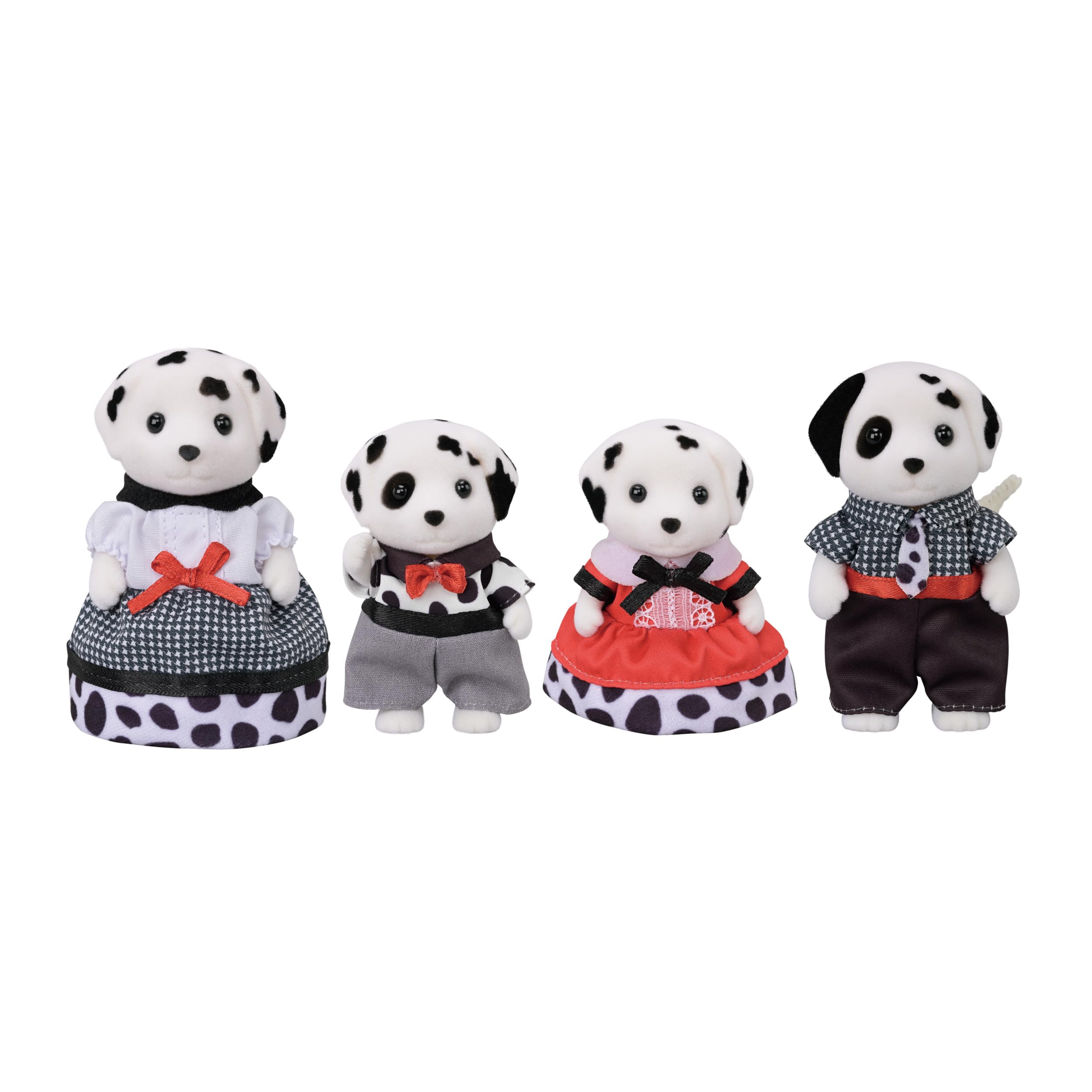 Dalmatian Family - Dollhouse Collectible Toys | Spotted flocked pups with personality - pose the family for firehouse-to-picnic adventures in any pretend play world, Ages 3+