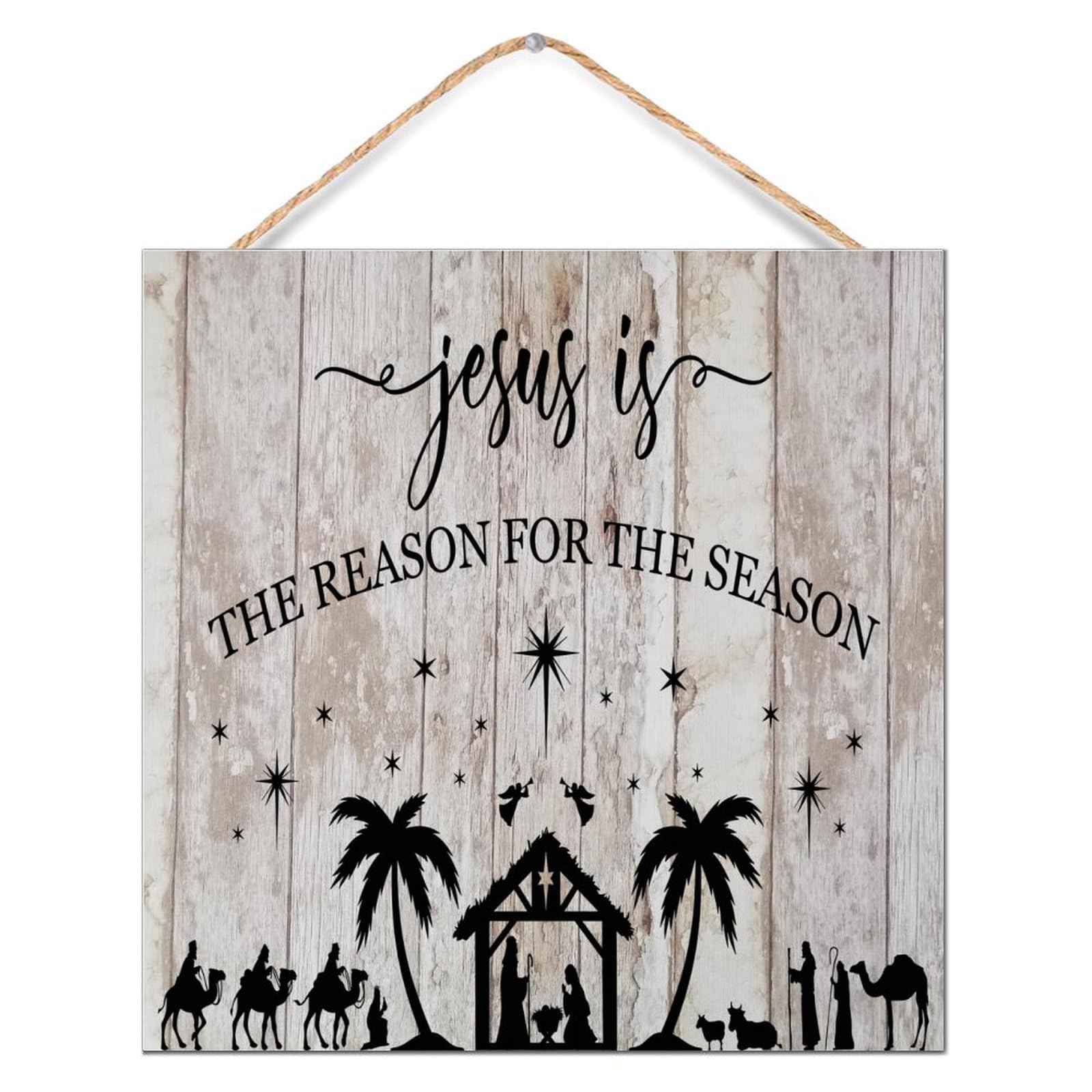 Cadeau chrétien idéal avec ce panneau décoratif Jésus en bois rétro