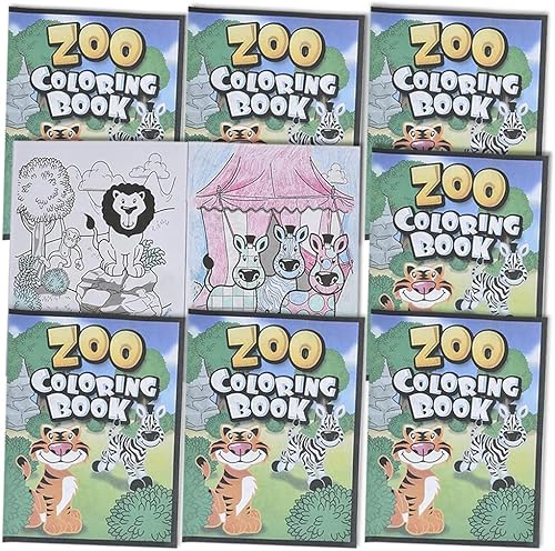 ArtCreativity Libros para colorear de animales del zoológico para niños, paquete de 12, folletos de colores grandes de 8.25 x 11 pulgadas, premios