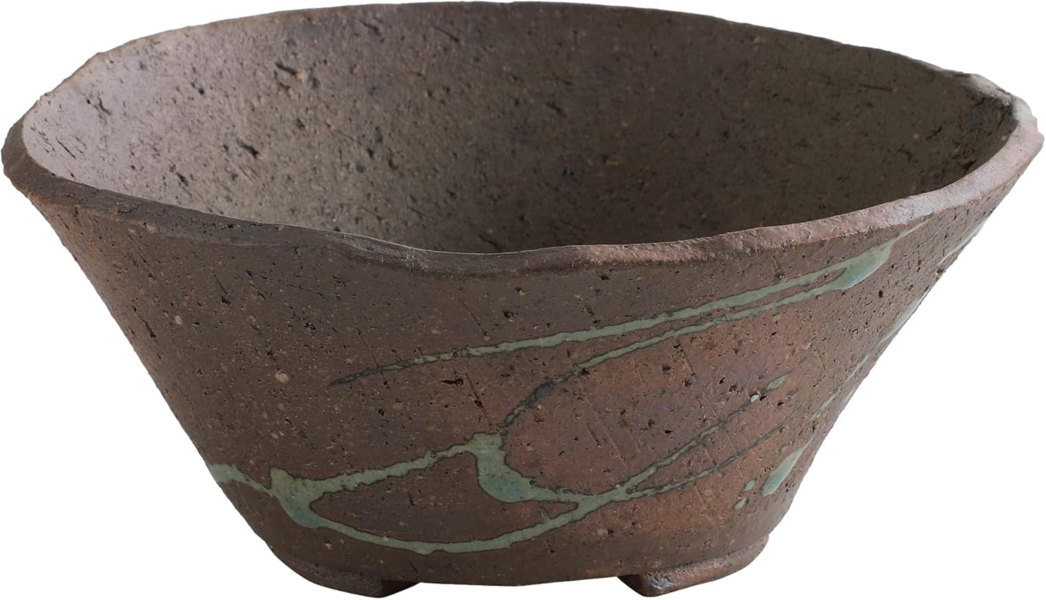 Wazakura Tokoname Series Handmade Ceramic Rustic Tatara Style Bonsai Pot with Drainage Hole 6.3 in (160mm) Made in Japan, Garden Planter, Flower Vase, Houseplant Centerpiece