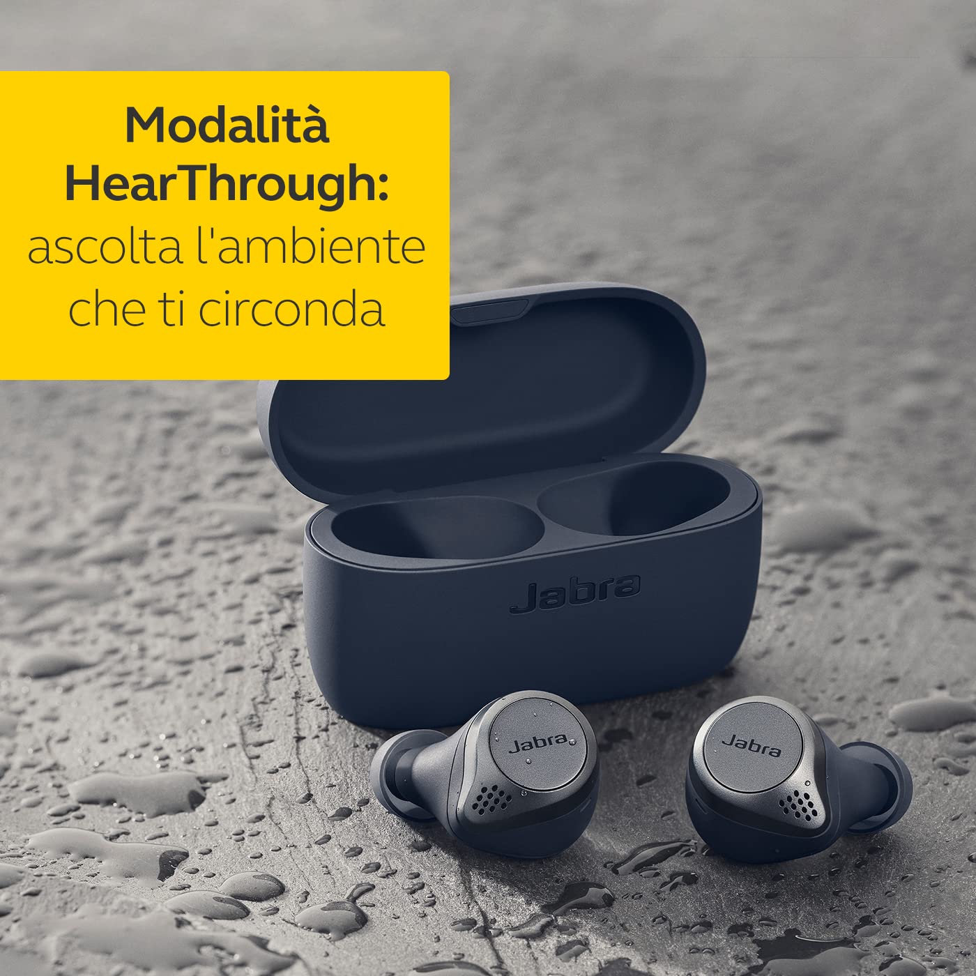Jabra Elite Active 75t Auricolari, Cuffie per lo sport True Wireless con cancellazione attiva del rumore e batteria a lunga durata per chiamate e musica, Blu marino