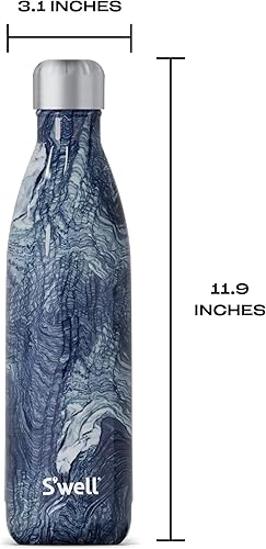 Miniatura 5 de S'well - Botella de agua de acero inoxidable, 25 fl oz, color mármol azurita, triple capa con aislamiento al vacío, bebidas frías por 48 horas y