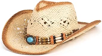 Zylioo M/L/XL/XXL Straw Cowboy Hats for Big Heads,Large UV Sun Hat Wide