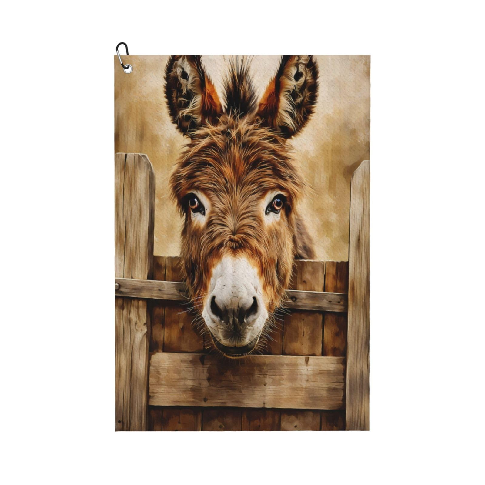 Oudrspo Retro Watercolor Cute Donkey Multi-Functional Golf Towel | Absorbent Quick Drying 16x24in