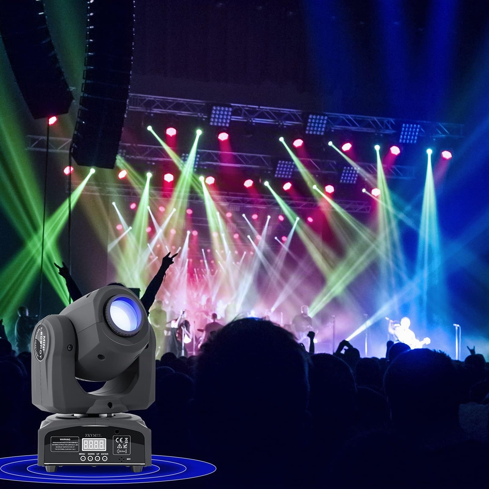 ZKYMZL 25W LED Moving Head Bühnenlicht Beam dmx512 Partylichter Spot Licht Lampe 8 Farben 8 Muster Lichteffekt für Bar Party Halloween Weihnachten Hochzeit Disco...
