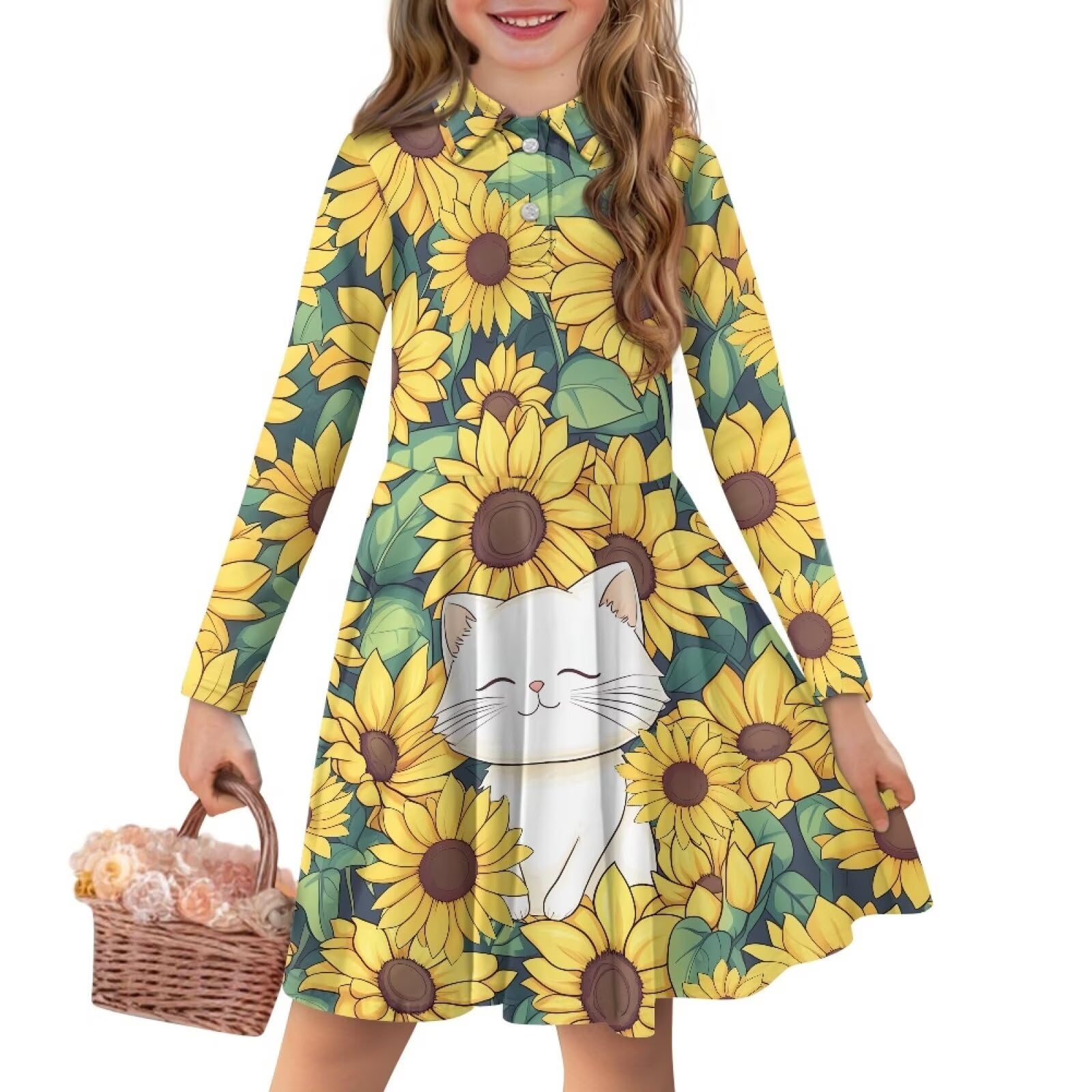 Guosanchn Dress for Girl 3-14T Fall Long Sleeve Clothes A Line Swing Twirly Skater Tunic Dresses Kids Back to School Outfits