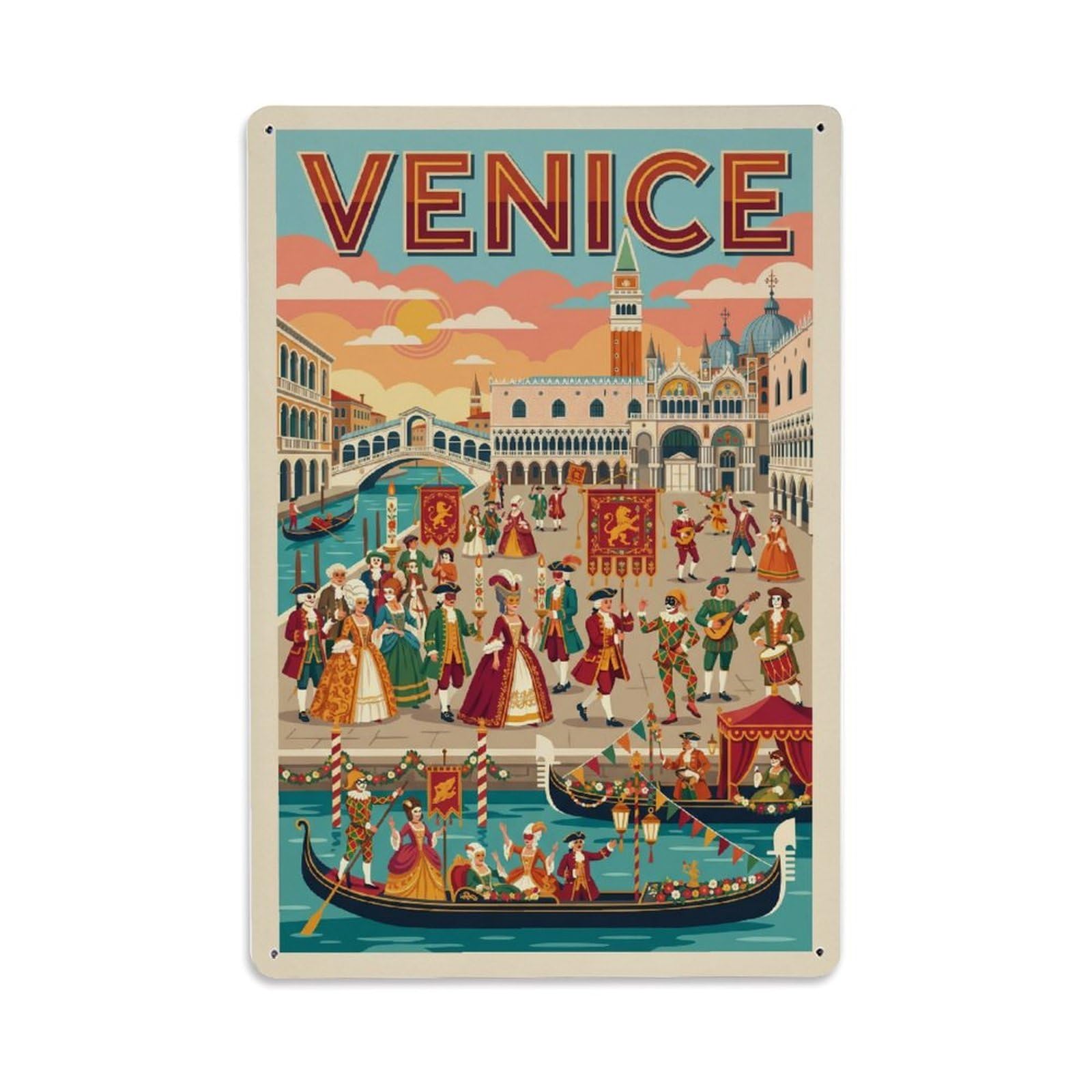 Vintage Travel Procession Italy Festival Metal Tin Sign Plaque Wall Decor for Cafe, Club Bar, Office, Home Garden Metal Poster 8x12Inch