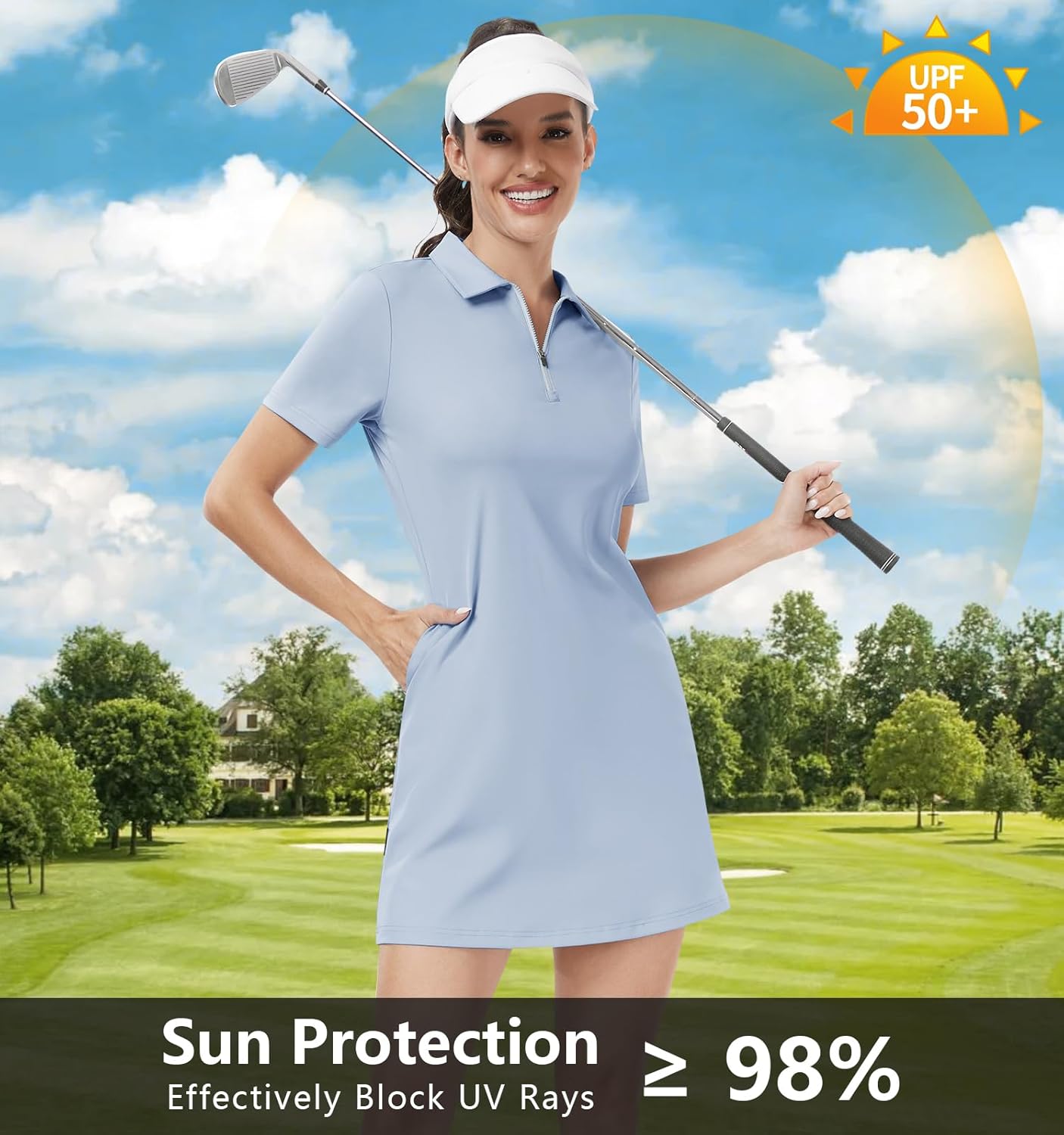 Soneven Womens Tennis Dress Sleeveless Golf Dresses with Shorts and Pockets Ruffle Sleeve Workout Athletic Dresses - Image 6