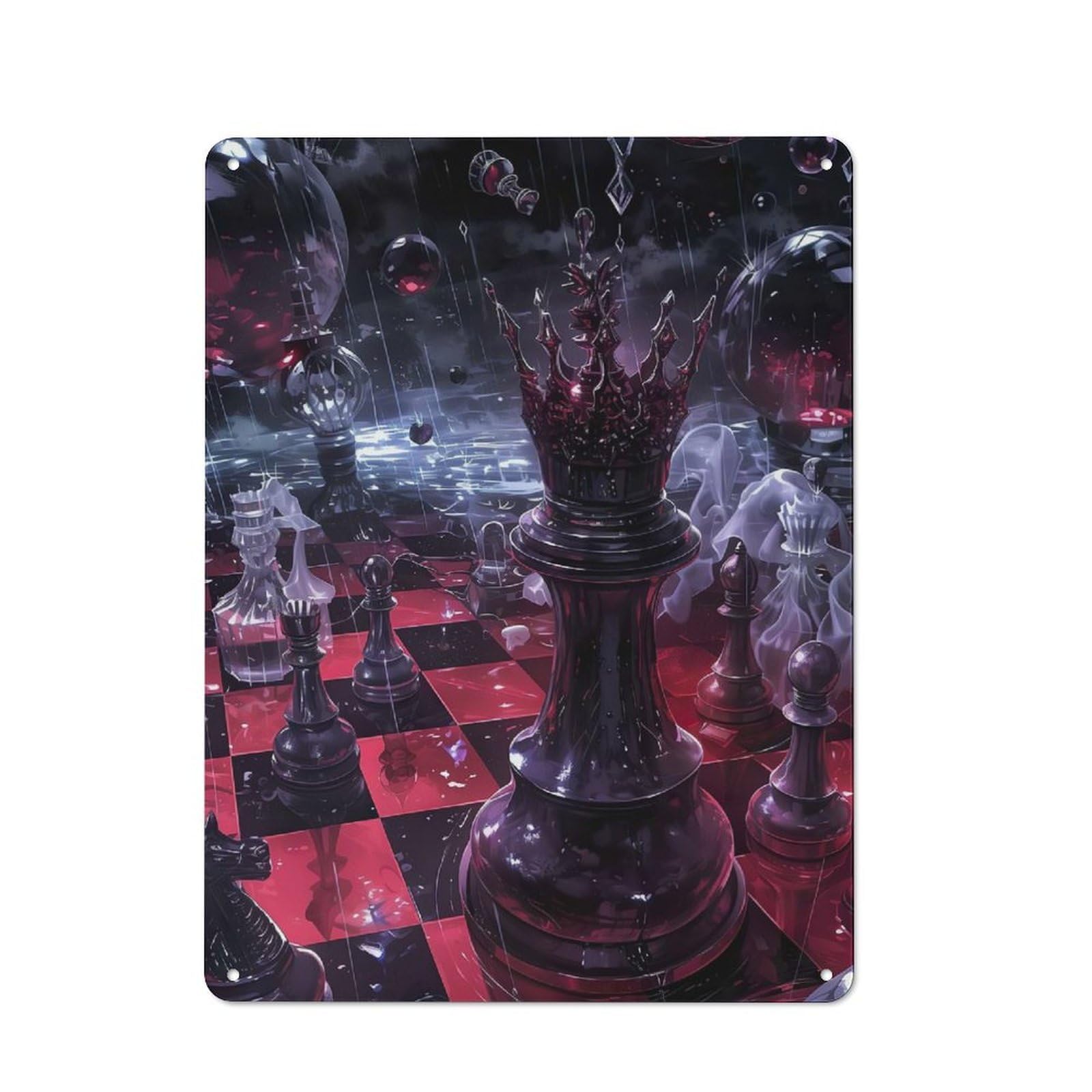 Junmoney Bloody Crimson Chess Metal Wall Sign 40X30cm Featuring For Pub Or Café, For Pub Decor Enthusiasts, For Retro Home Interiors