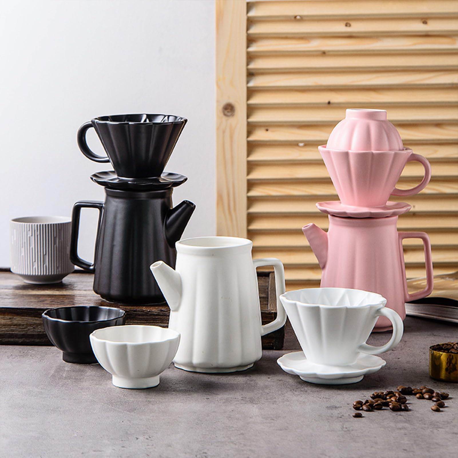 Filtro de café reutilizable de 500 ml, con mini taza de café, para verter sobre con taza de cerámica, filtro de café de porcelana con taza, jarra de café con filtro, regalo para papá mamá