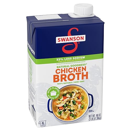 Swanson Natural Goodness - Caldo de pollo con 33% menos de sodio, envase de 48onzas