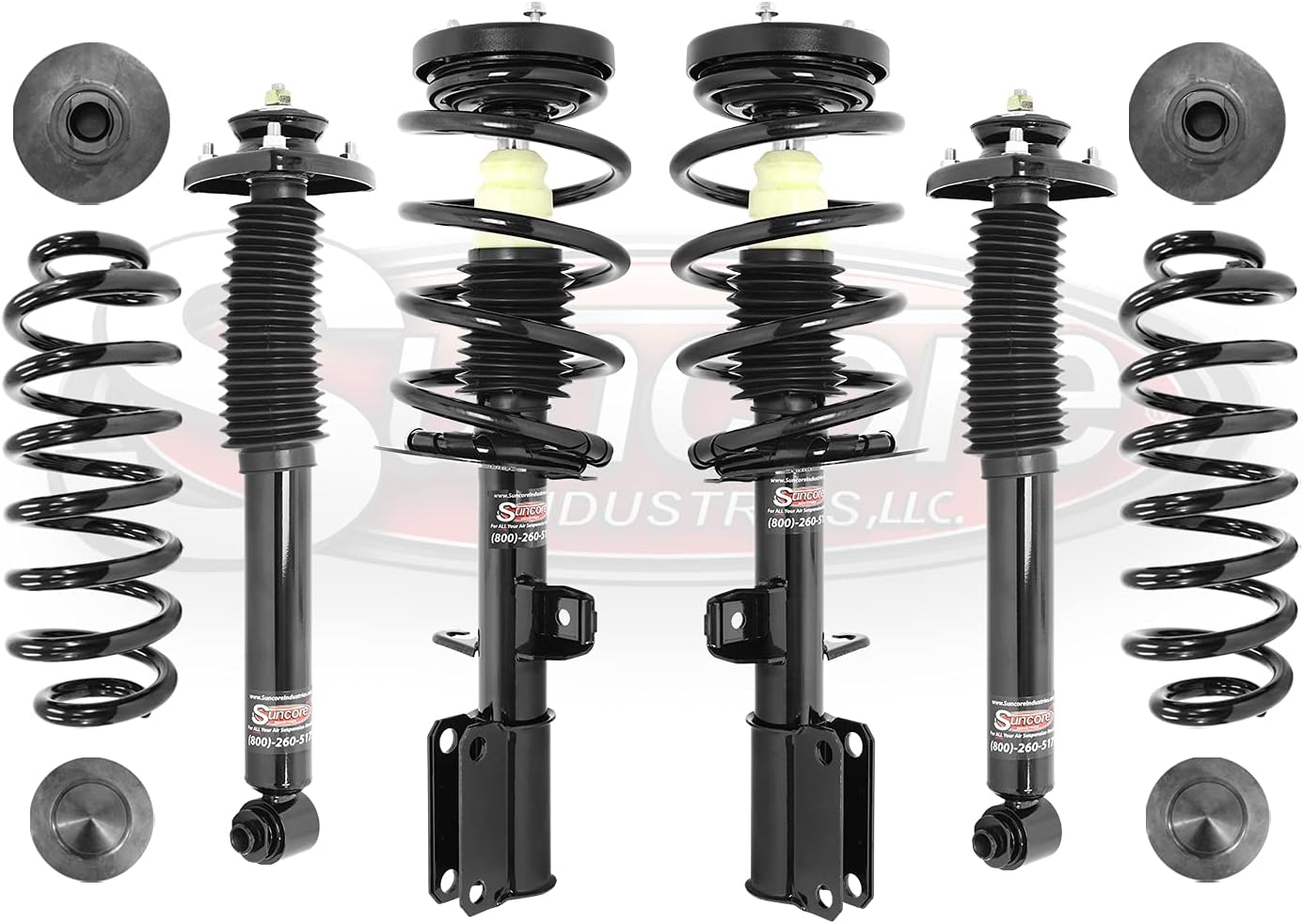 SUNCORE - Air Suspension to Front Complete Struts & Rear Shocks with Coil Springs Conversion Kit Replacement for 2000-2006 BMW X5