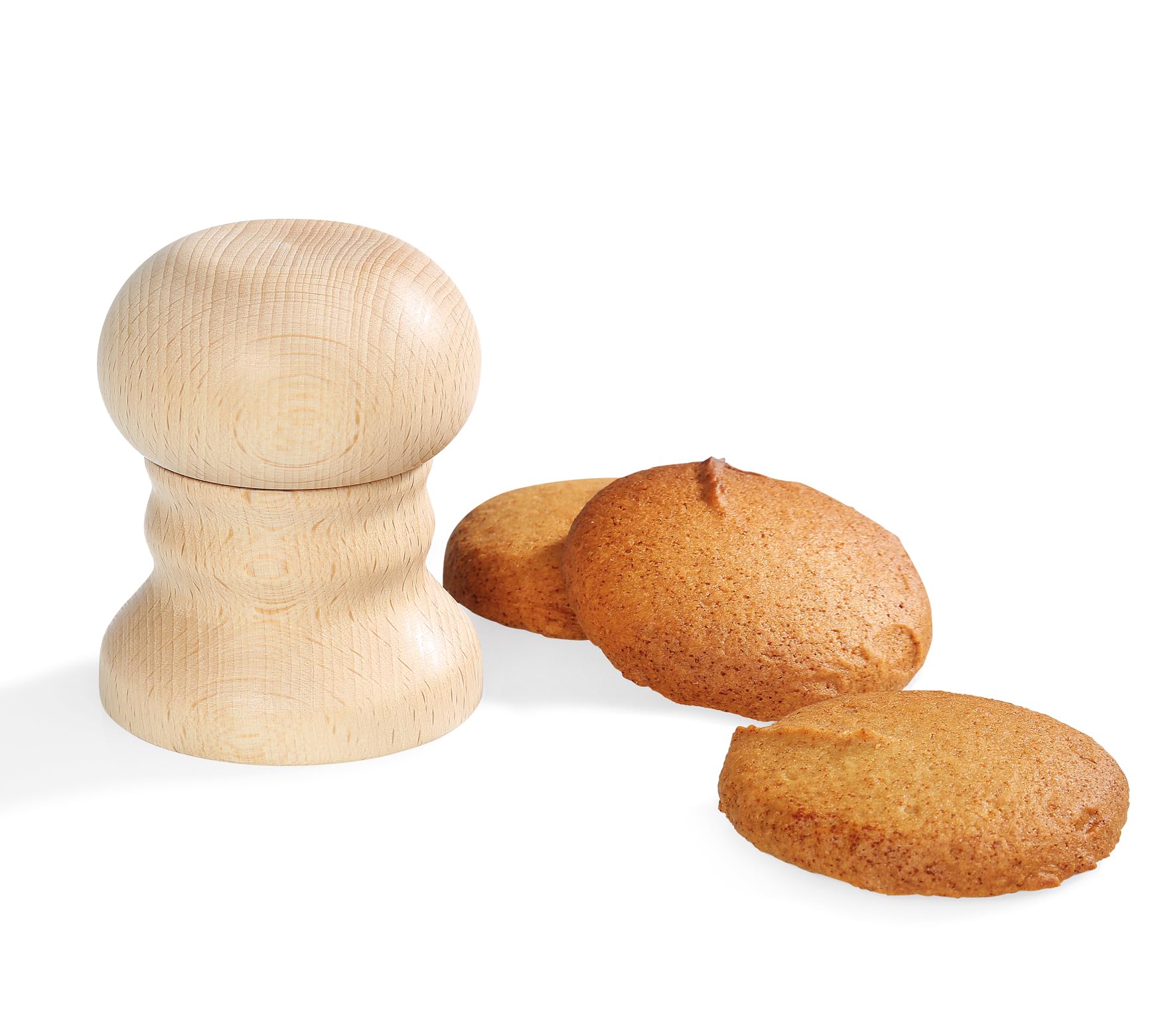 Küchenprofi Lebkuchenformer Ø 7cm, Buchenholz, 7x7x10 cm, Einfaches Teiglösen