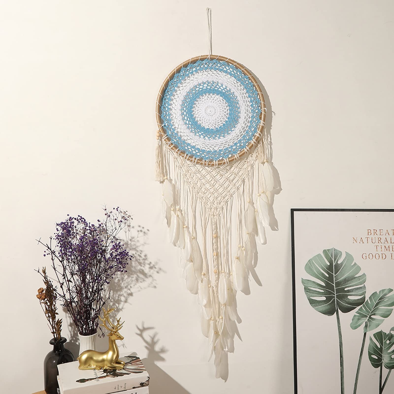 Juego de 2 atrapasueños grandes, tapices bohemios tejidos a mano para decoración de sala de estar y boda, 135-140 cm para decoración de pared de fondo