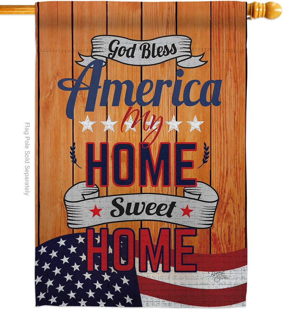 America My Home House Flag Americana Star and Stripes Patriotism Independence Memorial United State American Small Decorative Gift Yard Banner Made In USA 28 X 40