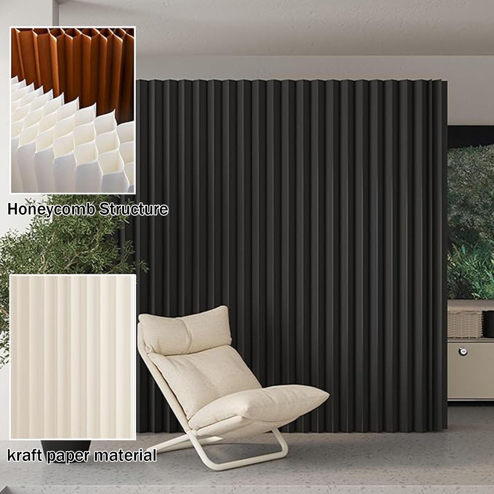 Biombo Divisor de Habitación Separadores de ambientes de Papel Modernos y biombos Plegables retráctiles, utilizados para Salas de transmisión en Vivo de oficinas y Tiendas de Ropa.(200X120X17CM)