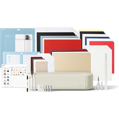 Cricut Explore® 5 Deluxe Bundle + $100 Digital Content, Taupe - Precise Cutting Machine - Works w/100+ Materials - Sleek Design - Includes Supplies for 100 Projects + Additional Bonus Digital Content