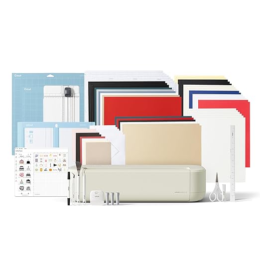 Cricut Explore® 5 Essential Bundle + Digital Content, Taupe - Precise Cutting Machine - Works with 100+ Materials - Sleek, Simplified Design - Includes Supplies for 65 Projects + Bonus Digital Content