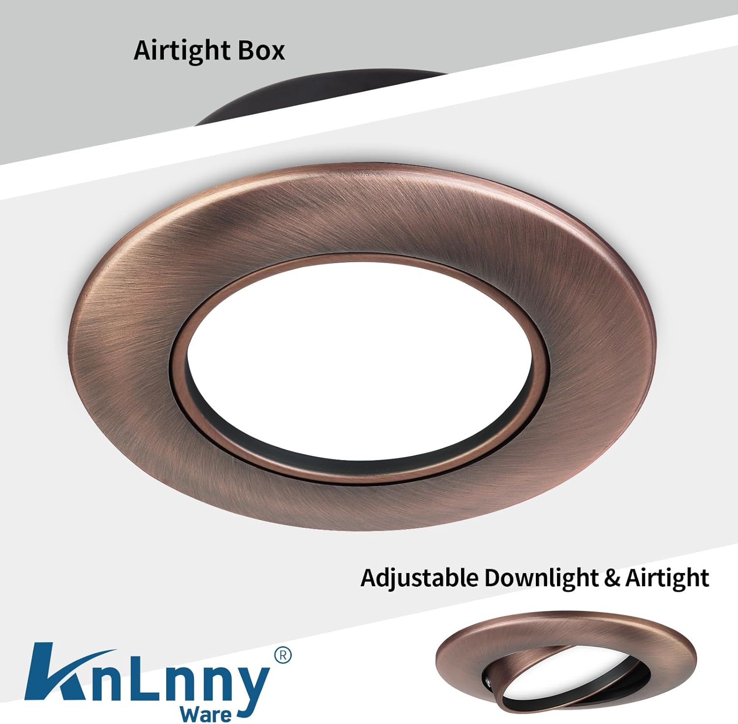 KnLnny Ware Oil Rubbed Bronze 4 Inch Led Gimbal Recessed Lights 6 Pack,Ajustable Gimbal Light with Junction Box,5CCT Selectable,9W 750LM,Dimmable,ETL Listed