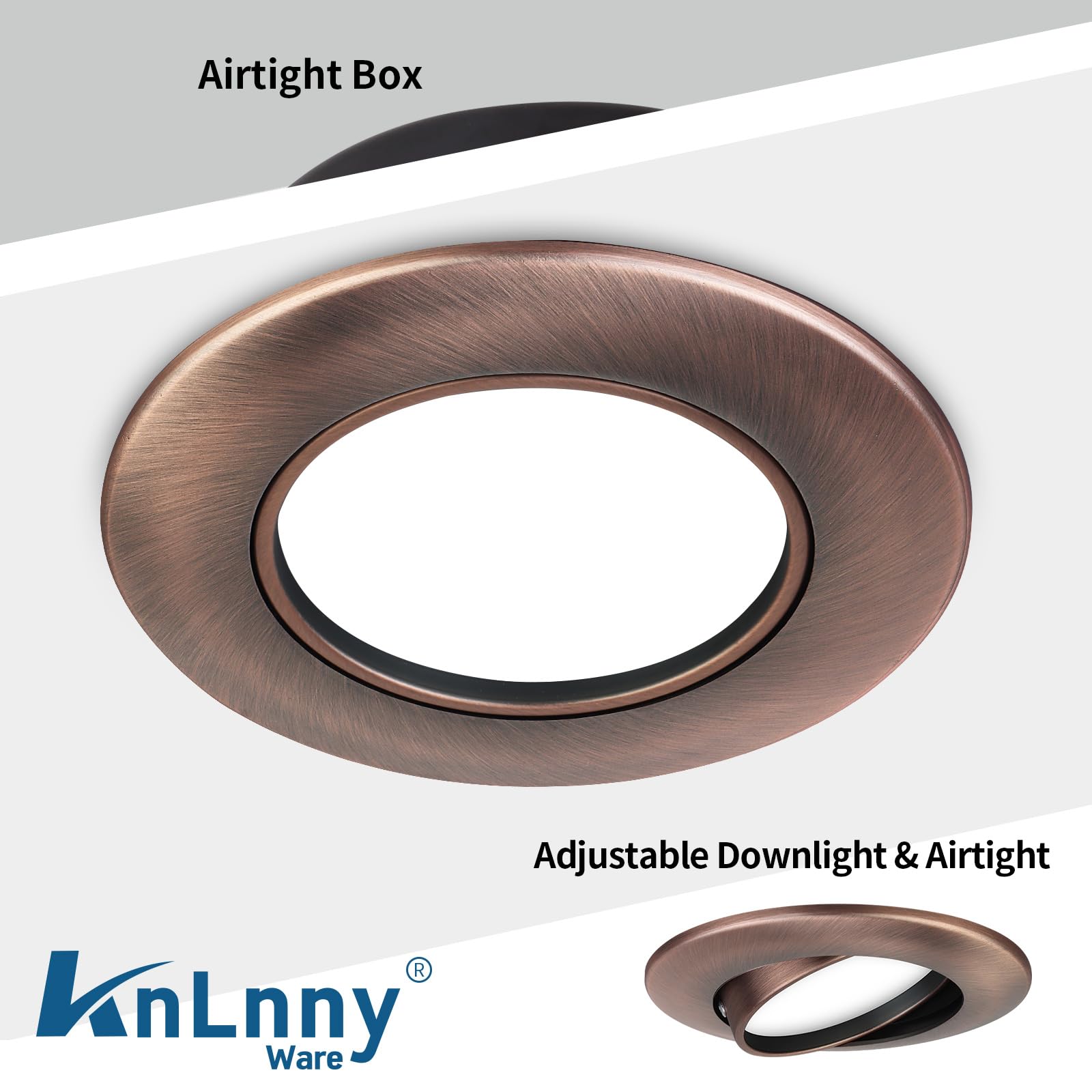KnLnny Ware 4 Inch Bronze LED Recessed Lights 6 Pack - Adjustable Gimbal, 5CCT Selectable, Dimmable, 9W 750LM - View #10
