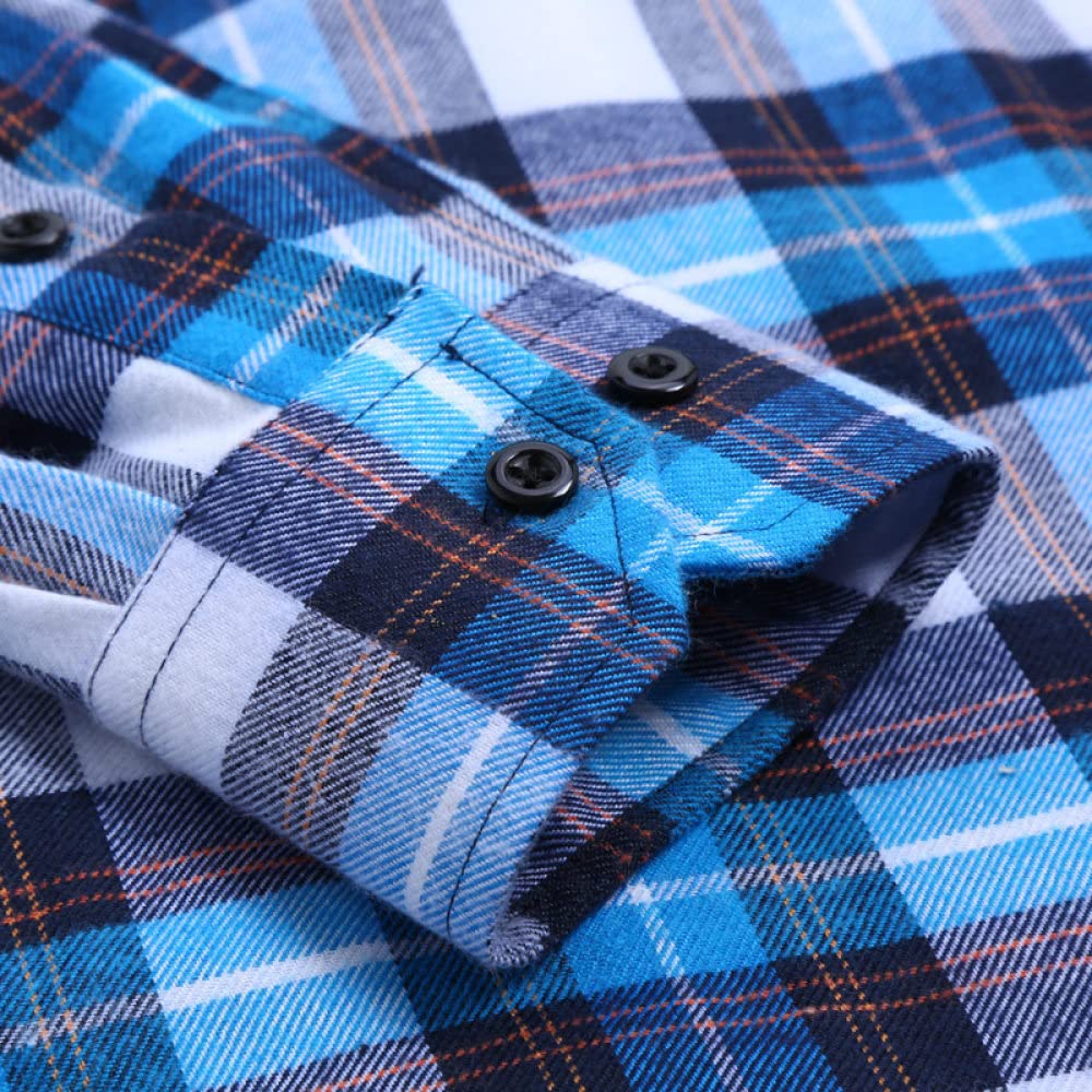 HGJH Herren Flanellhemd, Herren Langarm Flanellhemd Thermohemd Gitter Blaugrün Hemd Herren Holzfäller Bequem Karierte Hemdjacke Lässiges Arbeitshemd Für Herren Jungen