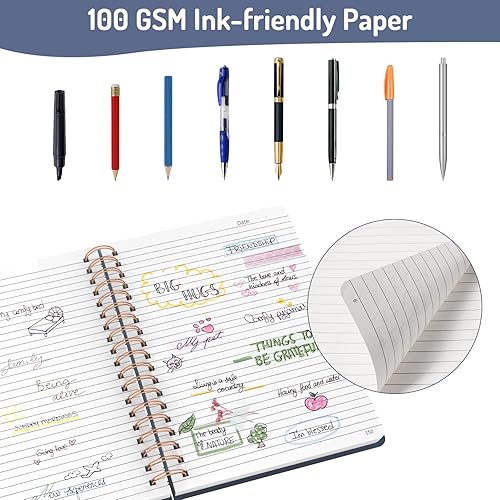 Miniatura 4 de Forvencer Cuaderno rayado en espiral con 300 páginas numeradas, diarios gruesos con rayas universitarias B5 para escribir con papel de 3.53 ozm,