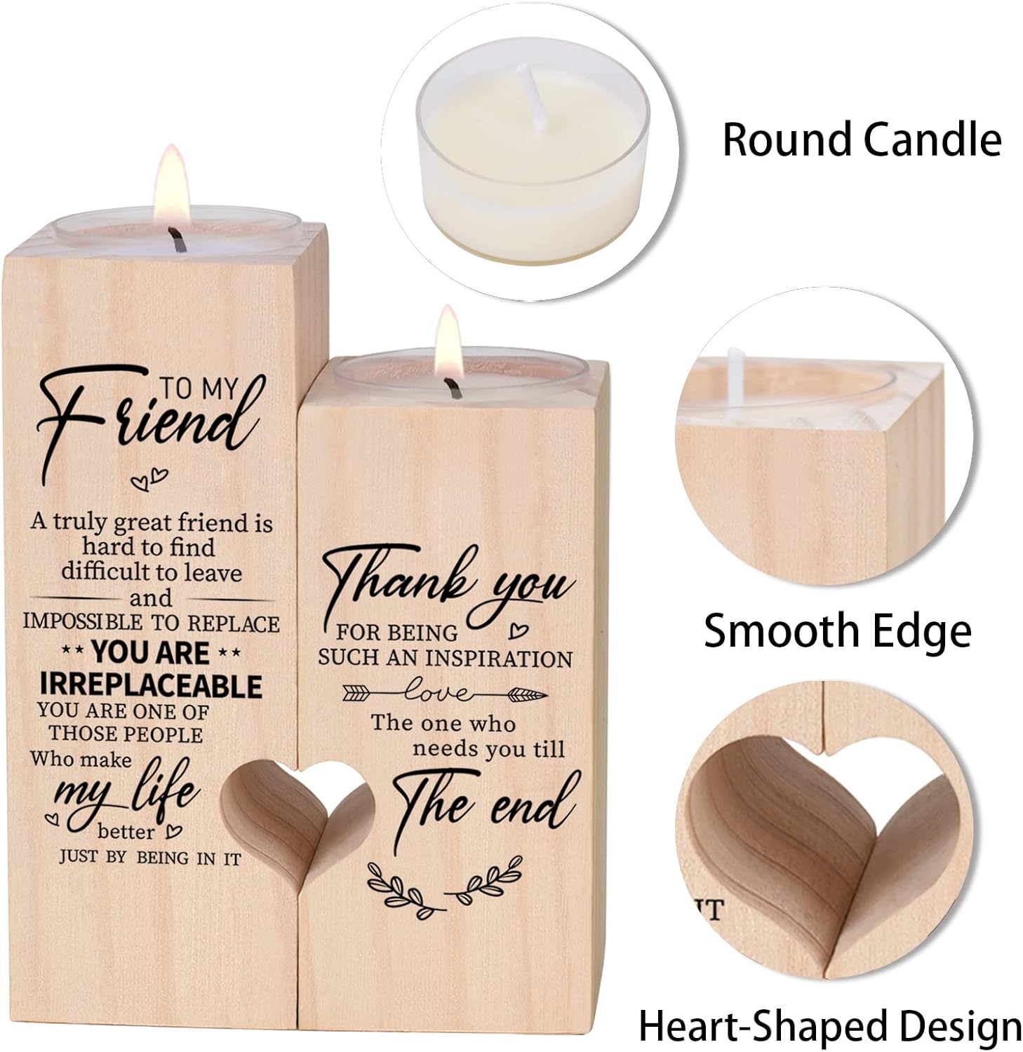 Candle Holder for Friend - Gifts for Friends，Women Female Girl Friends Personalized Custom Friendship Birthday Gift，Best Women Gift Idea for Christmas Thanksgiving - Image 5