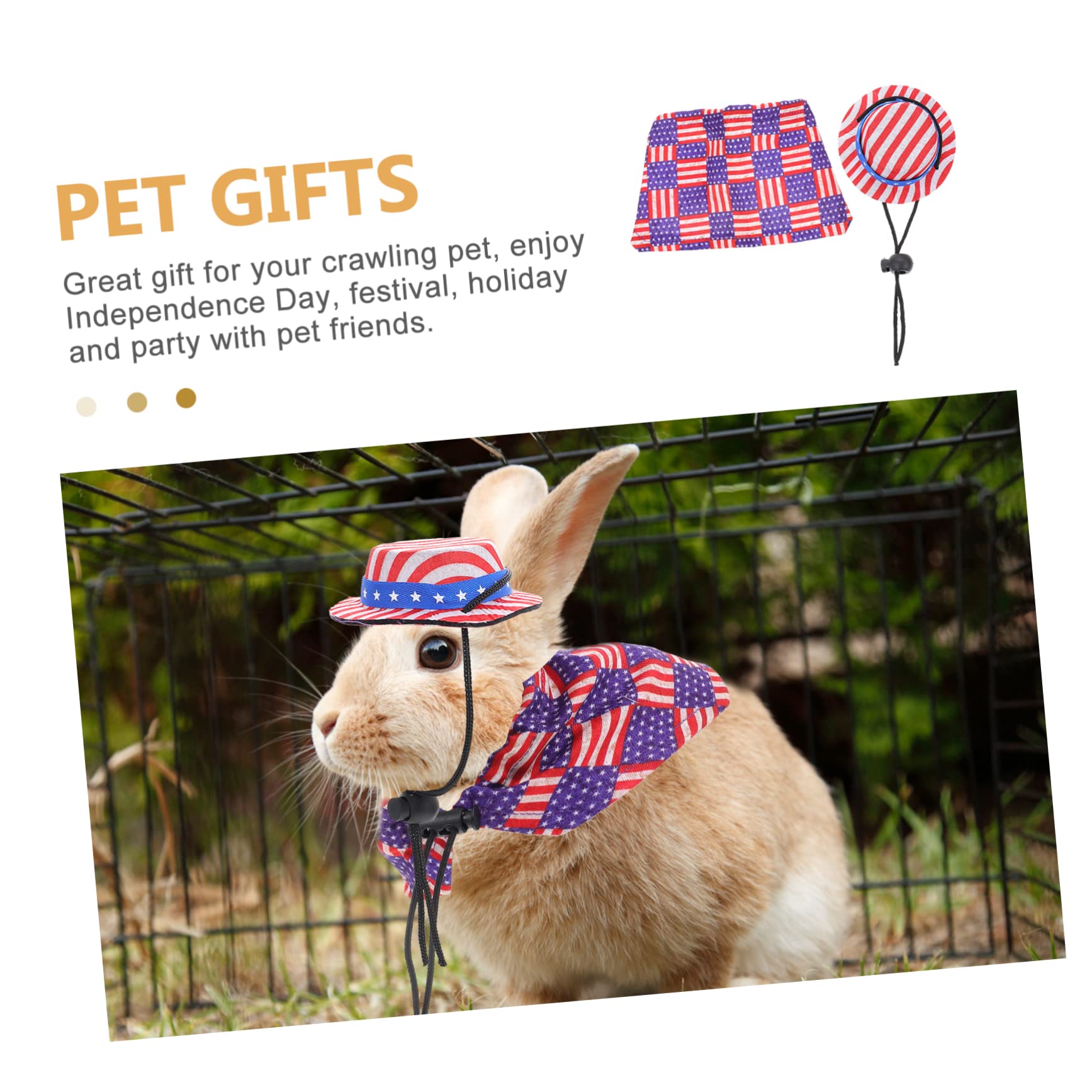 Angoily 5ensembles Chapeaux Et Cloak pour Hamster Costume Adorable avec Éléments du Jour De Indépendance pour Animaux De Compagnie