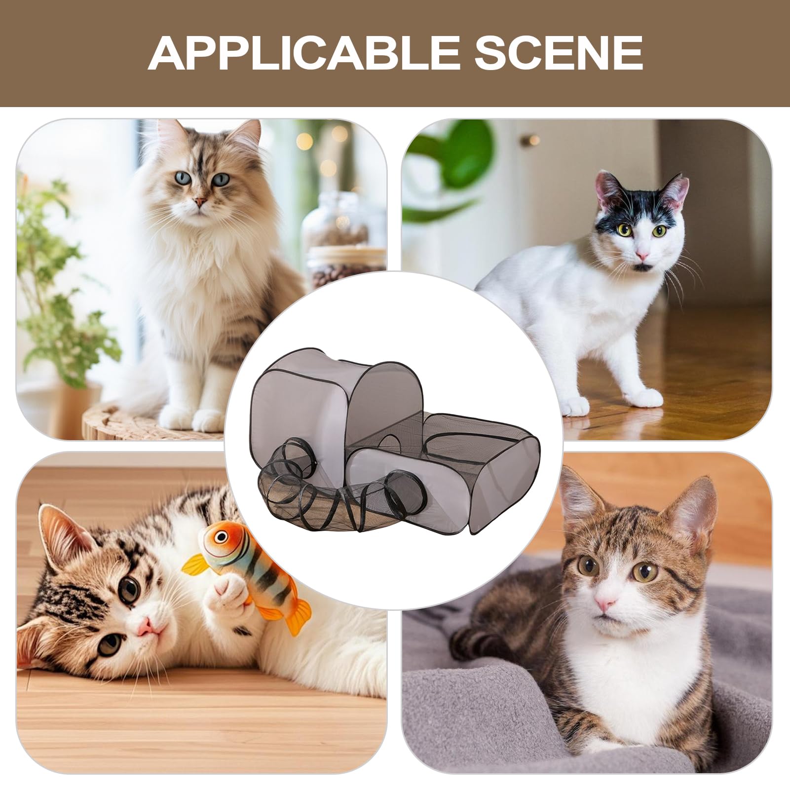 Parc D'Extérieur pour Chat | Le Parc d'Extérieur pour Animaux avec Un Tunnel Circulaire,Clôture Pliable avec Tunnel Et Maison De Jeu pour Animaux pour Chaton Chien Et Lapin