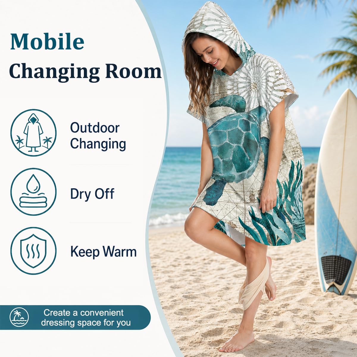 Odot Poncho Toalla con Capucha Adulto Natación Playa Surf Albornoz para Cambiarse de Ropa Toalla de Microfibra Albornoces Nadar Playa Baño Verano
