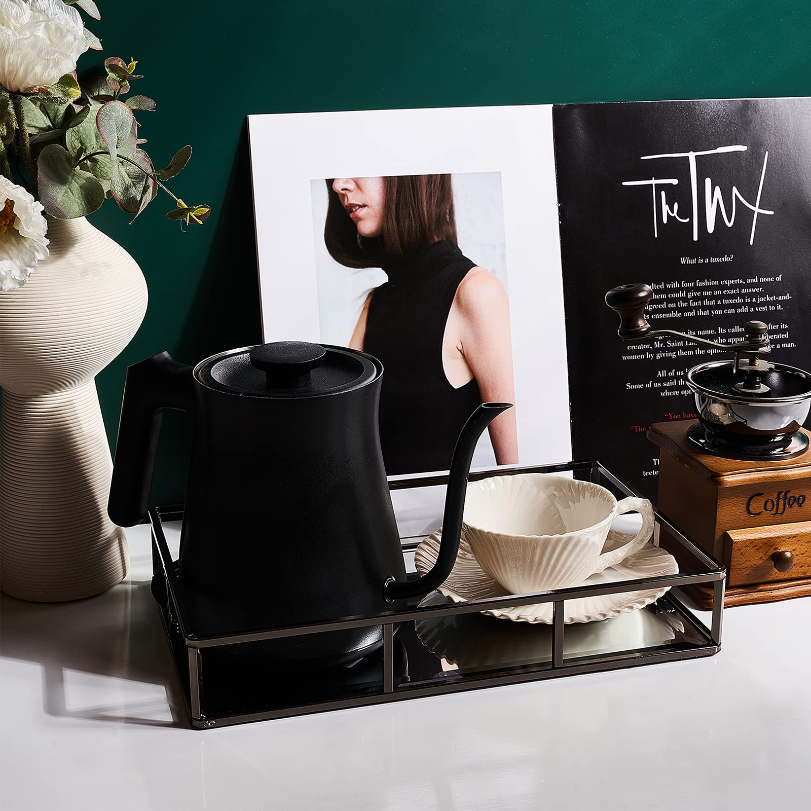 PuTwo Mirror Tray, Smoky Black Perfume Tray, Decorative Tray, Metal Vanity Tray, Jewelry Tray, Tray Decor, Decorative Trays, Glass Tray, Perfume Organizer, Vanity Trays for Bathroom, Counter, Bathroom