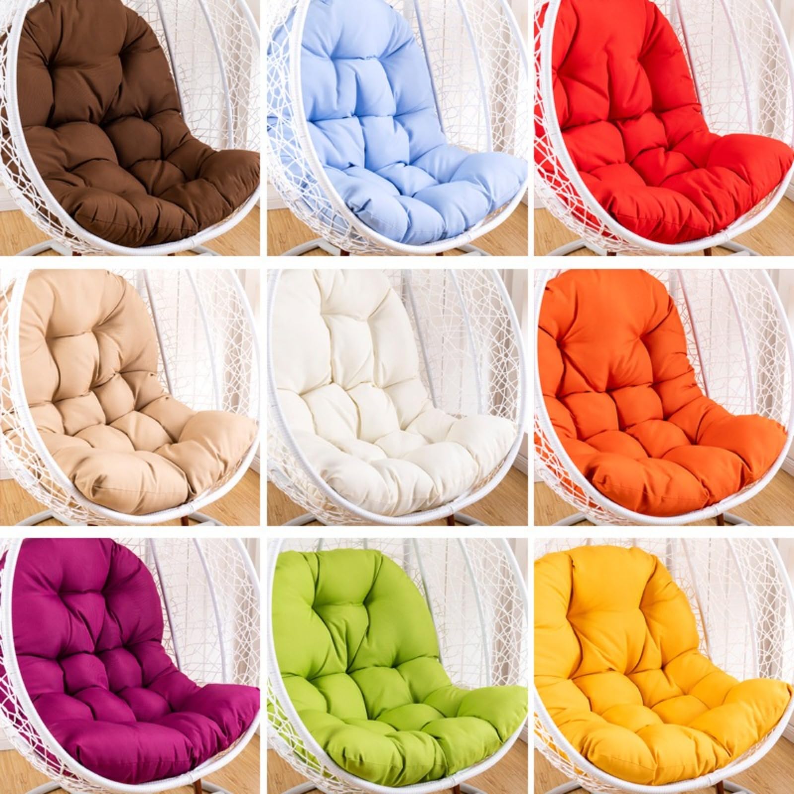 (120 x 80 cm)Cojín para silla con forma de huevo, cojín para sillón colgante, cojín para silla de ratán, cojín integrado,apto para jardines exteriores, columpios interiores, sofás，Uso doméstico