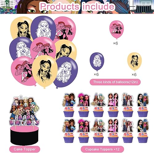 Miniatura 3 de Suministros de fiesta de cumpleaños, incluyendo decoración de pasteles, adornos para cupcakes, pancartas, globos de látex, es muy adecuado para