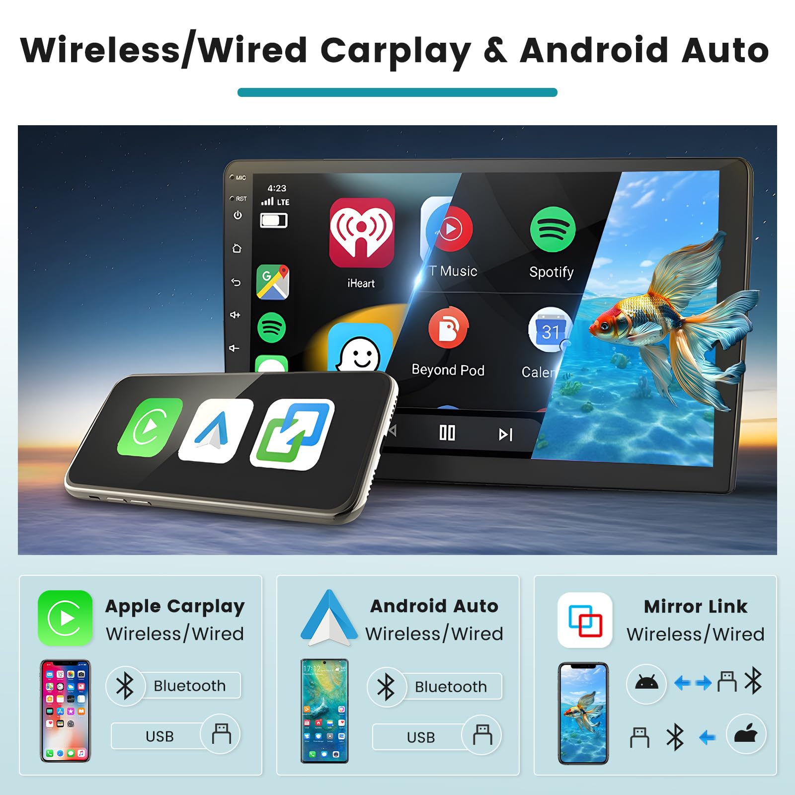 Hikity Android 15 Autoradio pour Peugeot 208/2008 2012-2018 avec 2G+64G | Carplay sans Fil Android Auto 10.1'' Poste Radio avec GPS, WiFi, Bluetooth, Mirror Link, FM/RDS, MIC, SWC, Caméra de Recul