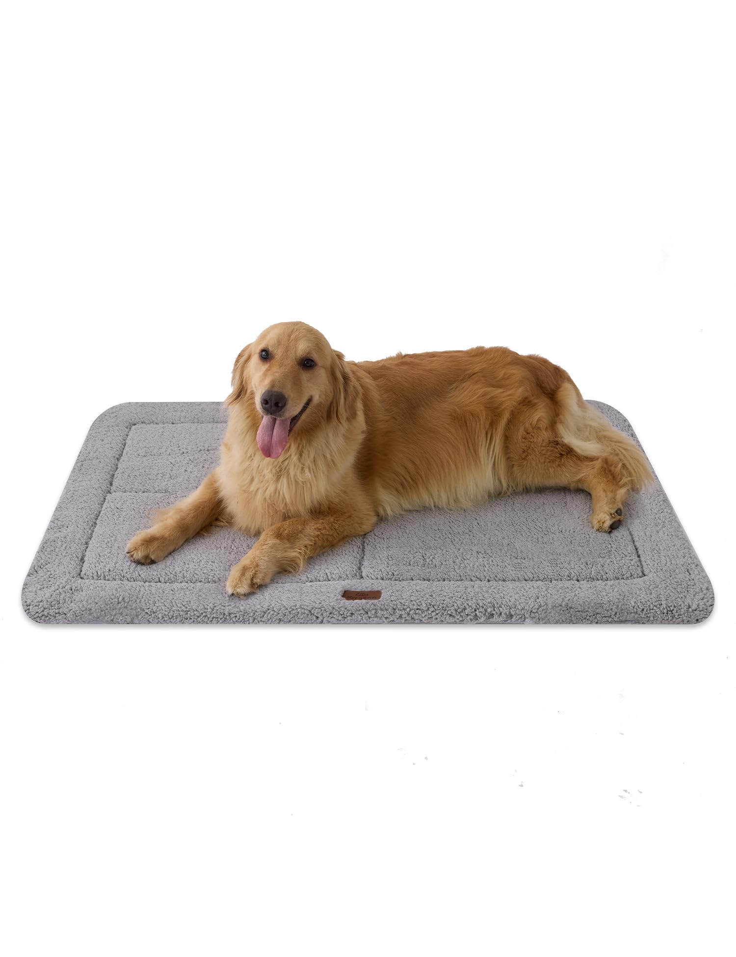 Joydeco Tapis de cage pour chien à profil bas réversible, lavable avec polaire ultra douce, design compact, tapis de niche pour animaux de compagnie de très grande et moyenne taille, 112 x 81 cm, gris