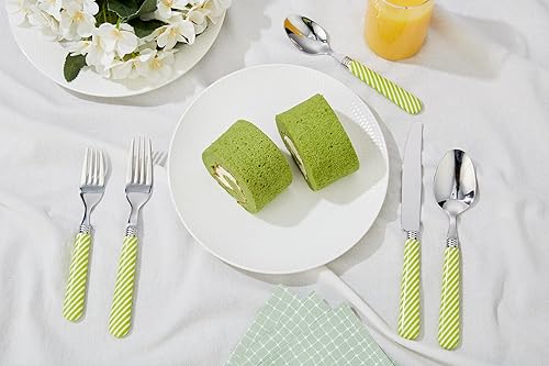 Miniatura 2 de ANNOVA Juego de cubiertos coloridos de acero inoxidable para cocina, incluye cuchillos, tenedores, cucharas, tenedores de ensalada y cucharas de